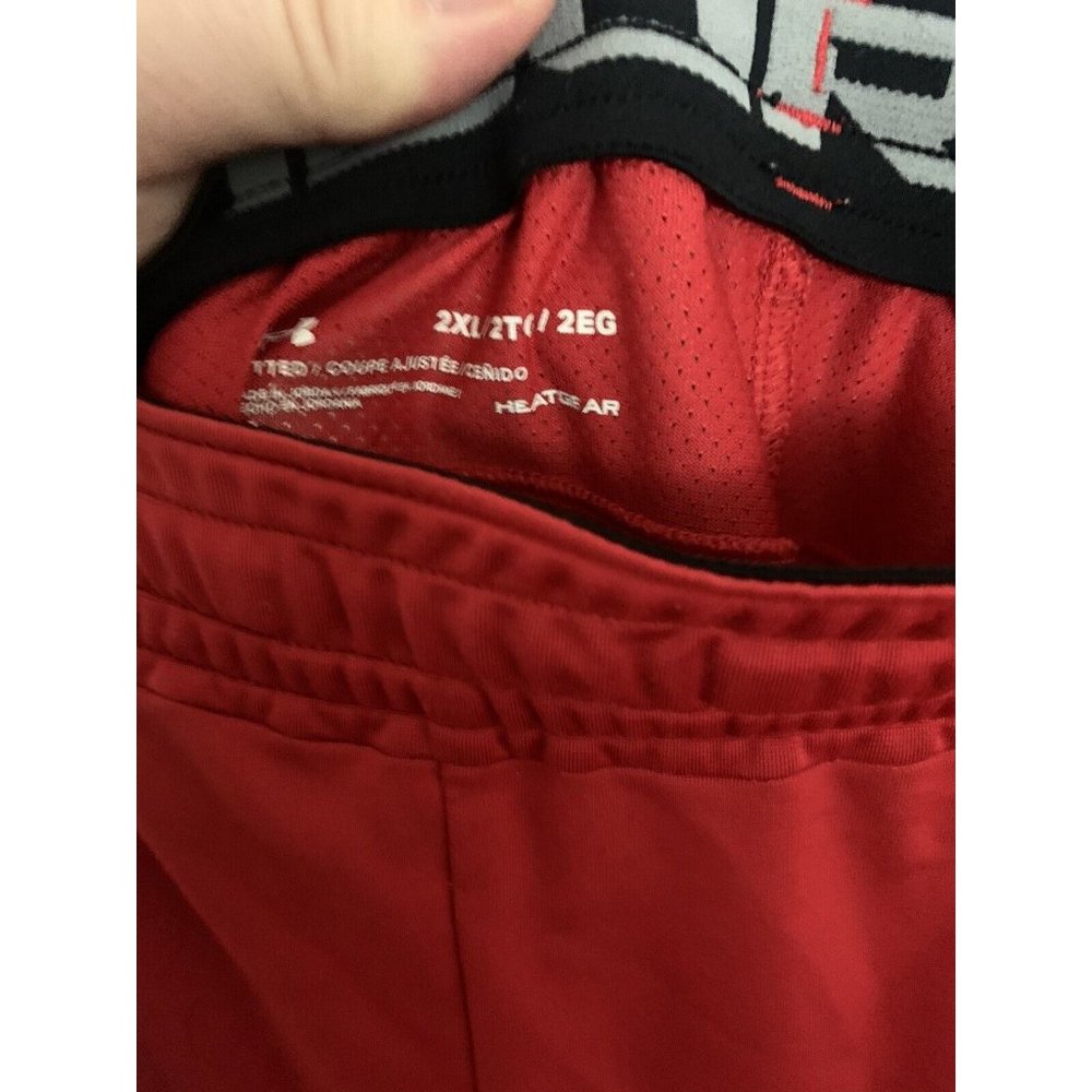 Under Armour Men’s Heatgear Fitted 2xl Red Basketball Shorts - Picture 4 of 5